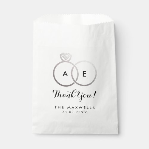 Modern Silver Wedding Rings Favor Bag