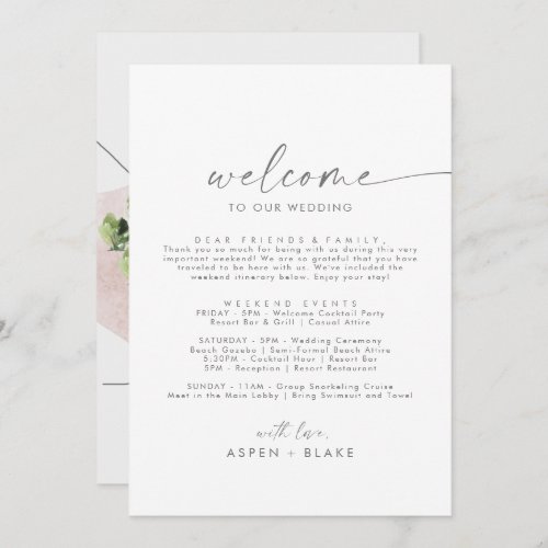 Modern Silver Welcome Letter Itinerary  Map