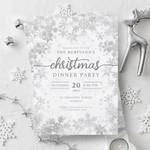 Modern Silver Winter Wonderland Christmas Party Invitation
