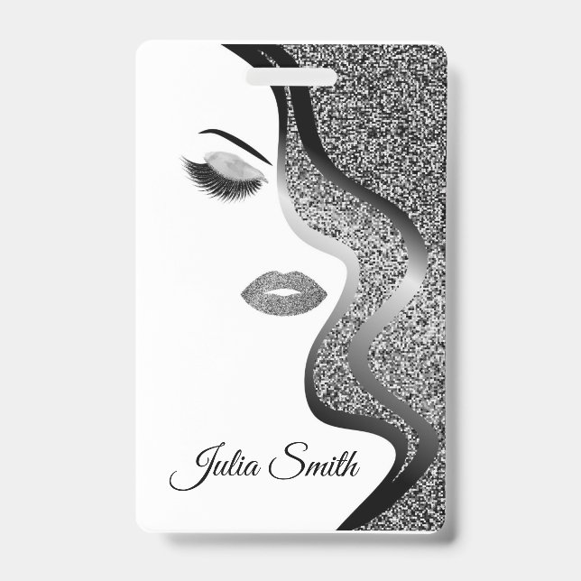 Modern Silver with Glitter Effect  Badge (Front)