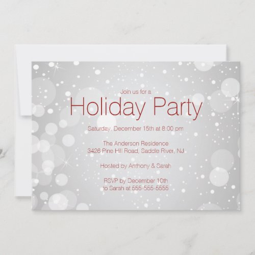 Modern SilverBokeh Lights Holiday Invitation