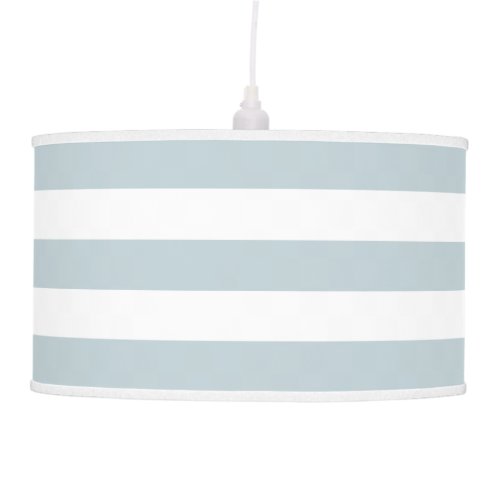 Modern Silvery Blue and White Striped Pendant Lamp