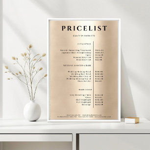 Modern Simpel Gold Salon Price List Poster