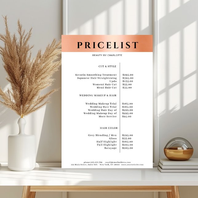 Modern Simpel Orange Salon Price List Poster (Creator Uploaded)