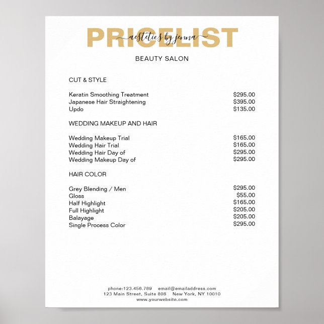 Modern Simpel Preislisten  Poster (Front)