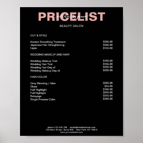 Modern Simpel Price List Poster