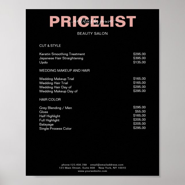 Modern Simpel Price List Poster (Front)