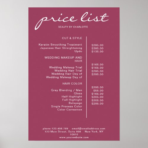 Modern Simpel Price List Poster