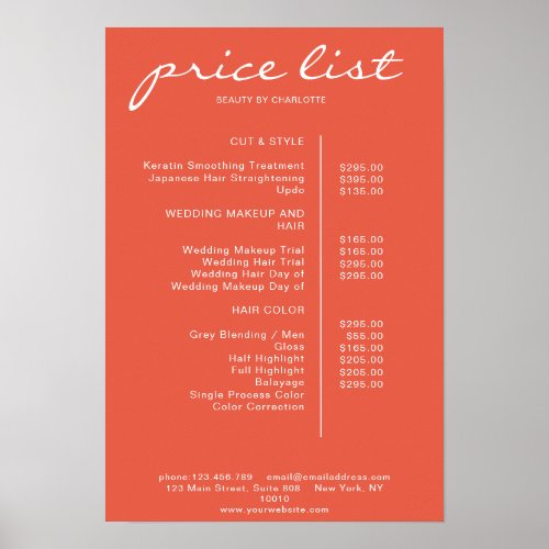 Modern Simpel Price List Poster