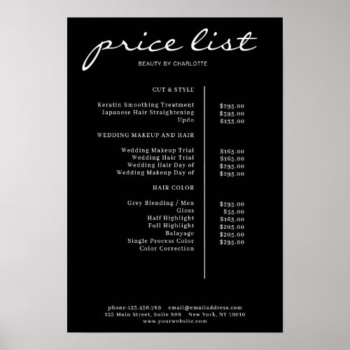 Modern Simpel Price List Poster