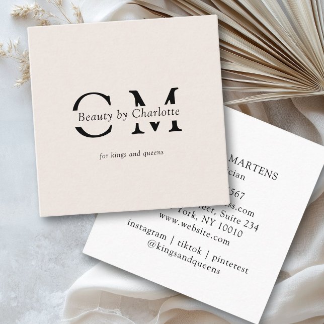 Modern, simpel, professional, salon, beige square business card (Modern, simpel, professional, salon, beige square business card)