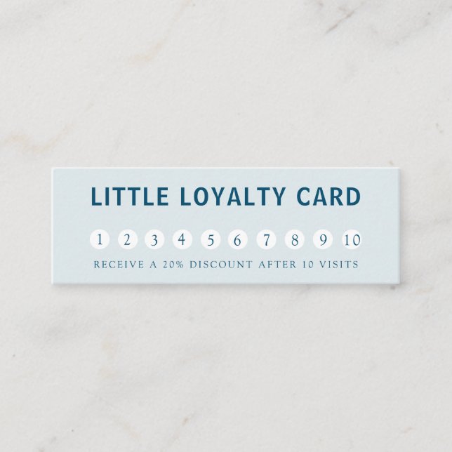 Modern, simpel, professional, salon, blue mini business card (Front)