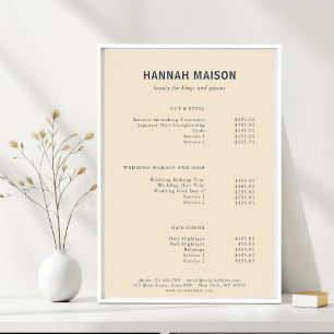 Modern Simpel, Professional, Salon, Price List Pos Poster