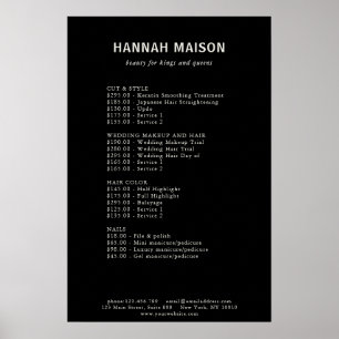 Modern Simpel, Professional, Salon, Price List Poster