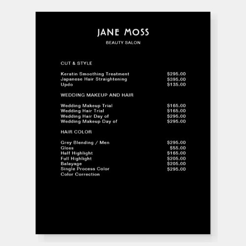 Modern Simpel Salon Price List Boards