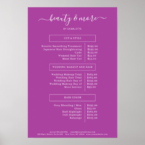 Modern Simpel Salon Price List  Poster