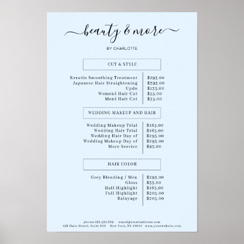 Modern Simpel Salon Price List  Poster