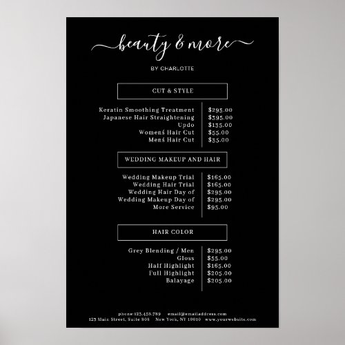 Modern Simpel Salon Price List  Poster