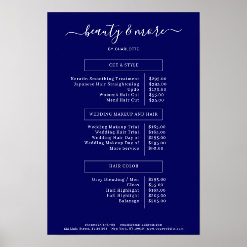 Modern Simpel Salon Price List  Poster