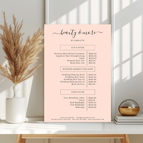 Modern Simpel Salon Price List  Poster