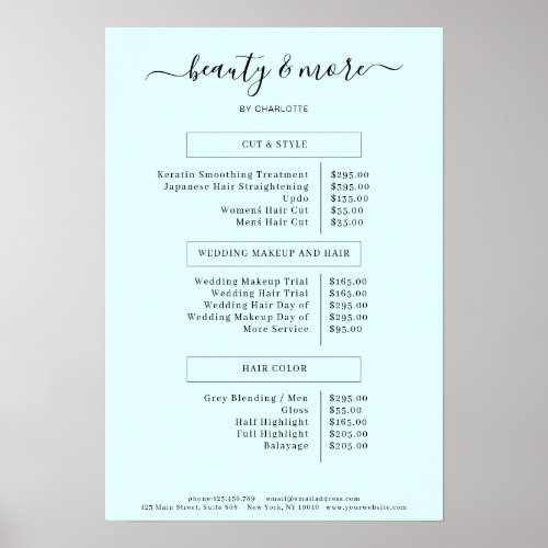 Modern Simpel Salon Price List Poster
