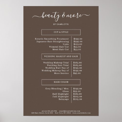 Modern Simpel Salon Price List  Poster