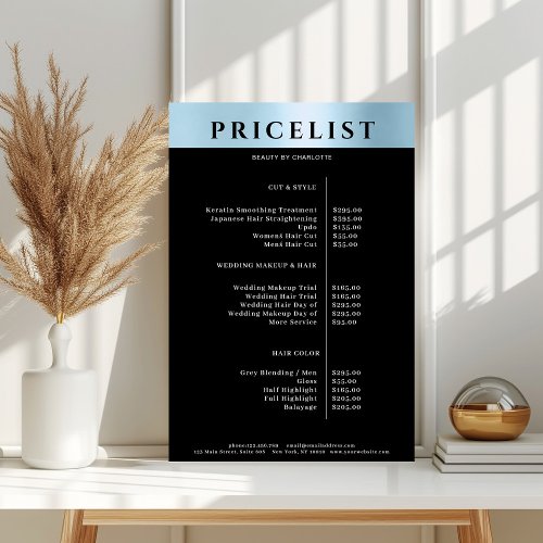 Modern SimpelBlue Salon Price List Poster