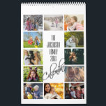 Modern Simple 12 Month Family Photo Calendar<br><div class="desc">This fun calendar is a wonderful way to share family memories all year long. Features a simple modern design with a photo for each month, with the name of the month spelled out in modern script lettering. Perfect as a holiday gift, or just a family memento that is both useful...</div>