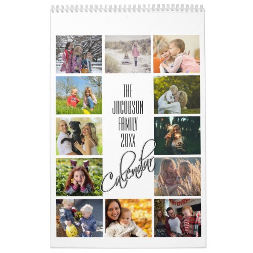 Modern Simple 12 Month Family Photo Calendar