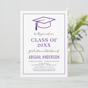 Modern Simple 2023 Graduation Photo Purple Invitation