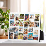 Modern Simple 24 Photo Collage Plaque<br><div class="desc">Create your own personalized photo collage plaquet. Add 24 of your favorite pictures and custom color background in this modern template design.</div>