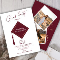 Modern Simple 2 Photo Burgundy Graduation Party