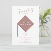 Modern Simple 2 Photo Dusty Pink Graduation Party  Invitation (Standing Front)