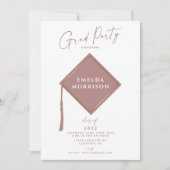Modern Simple 2 Photo Dusty Pink Graduation Party  Invitation (Front)