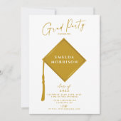 Modern Simple 2 Photo Gold Graduation Party  Invitation (Front)