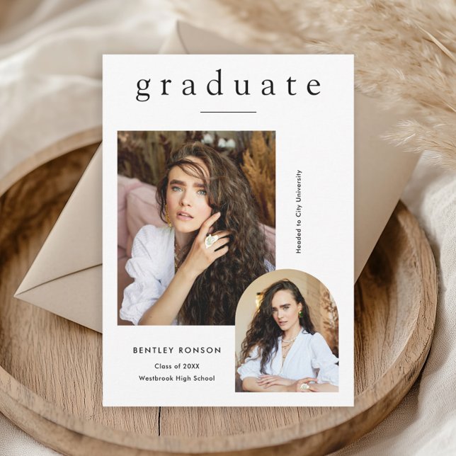 Modern Simple 2 Photo Graduation  Announcement (Modern Simple Type 2 Photo Graduation Announcement.)