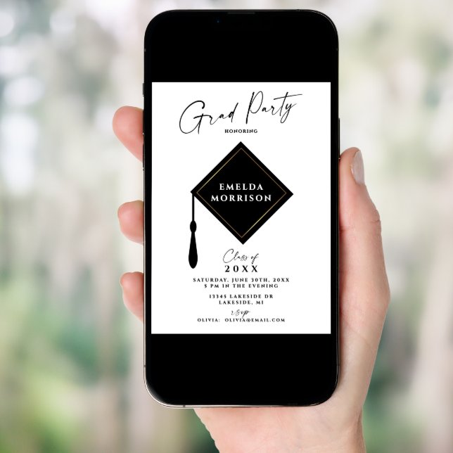 Modern Simple 2 Photo Graduation Party Invitation (Front Digital)