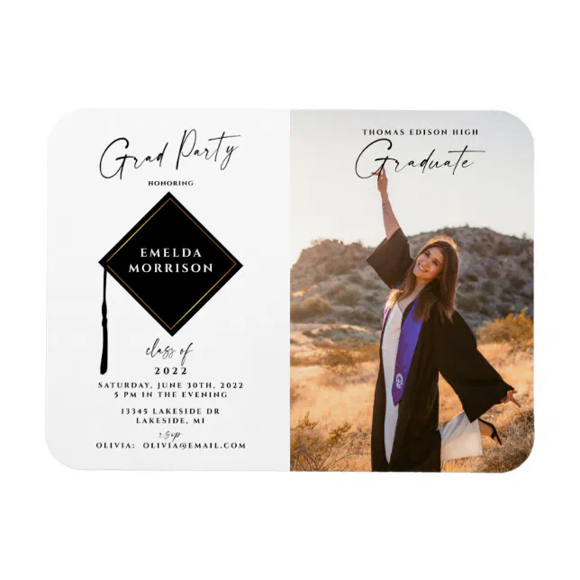 Modern Simple 2 Photo Graduation Party Invitation Zazzle