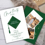 Modern Simple 2 Photo Green Graduation Party   Invitation<br><div class="desc">Celebrate in style with these modern graduation invitation card designs in emerald green for the class of 2022.  Add your personalized information on the front and  2 awesome photos on the back of the card. Great for high school,  college,  and/or university celebration invites.</div>
