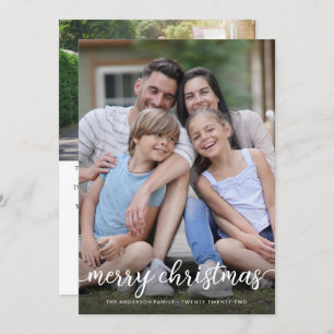 Modern Simple 2-Photo Merry Christmas Holiday Card