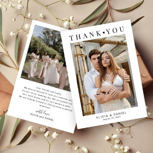 Modern simple 2 photo thank you card