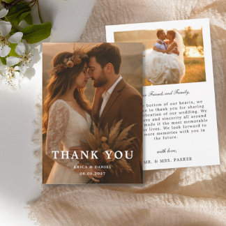 Modern Simple 2 Photo Wedding Thank You Card