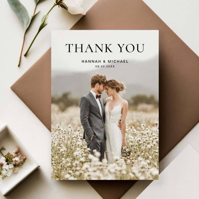 Modern Simple 2 Photo Wedding Thank You Card (Creator Uploaded)