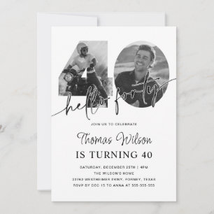 Modern Simple 40th Birthday Photo Invitation