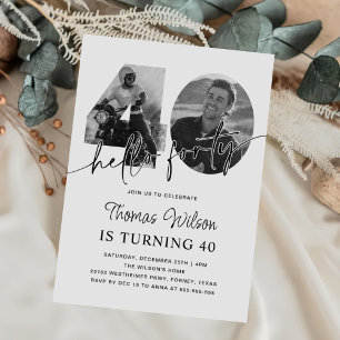 Modern Simple 40th Birthday Photo Invitation
