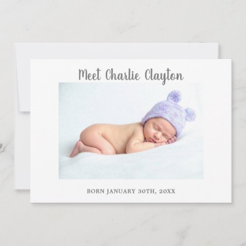 Modern Simple 4 Photo Baby  Announcement