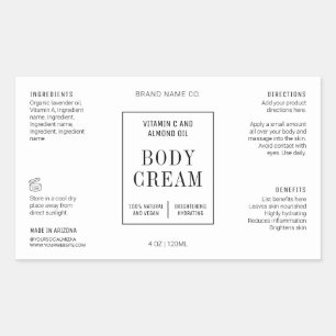 Modern Simple 4OZ Cosmetic Bottle Wraparound Label