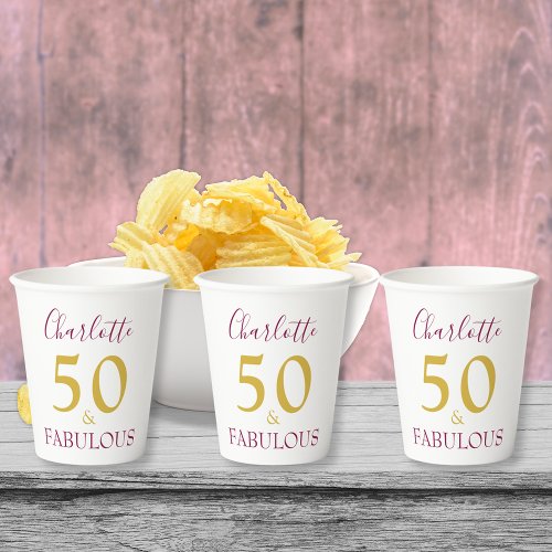 Modern Simple 50th Birthday Party Personalized Paper Cups