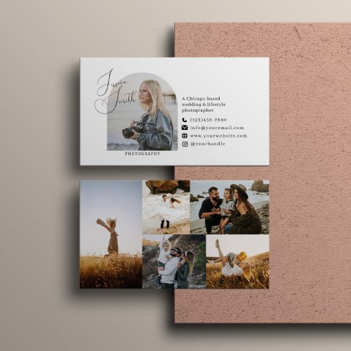 Modern Simple 5 Photo Collage Photographer Business Card