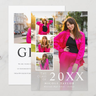 Modern Simple 5 Photos White Graduation Announcement